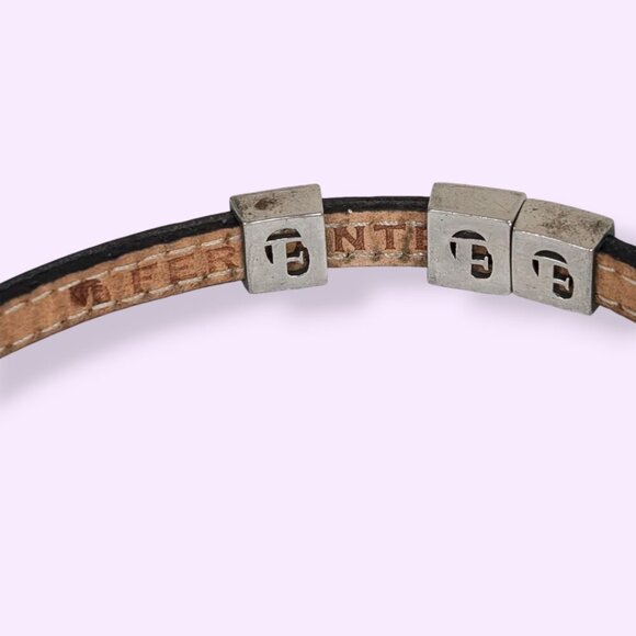 Ferrante Italian Black Leather & Sterling Silver Bracelet & Sliding Charms - Picture 4 of 7